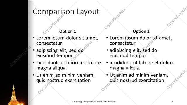 Comparison presentation slide layout