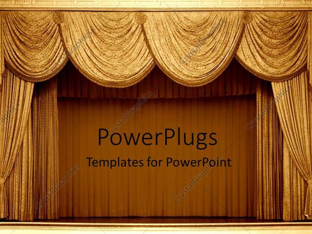 PowerPoint Template: gold curtains on a stage in a theater for a show ...