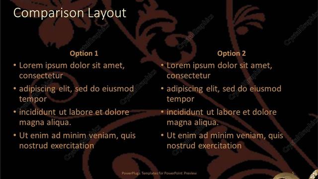 Comparison presentation slide layout