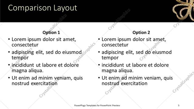 Comparison presentation slide layout