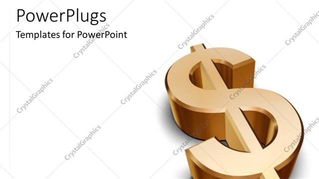  Presentation with gold dollar sign - Gold dollar sign metallic on white background black texts