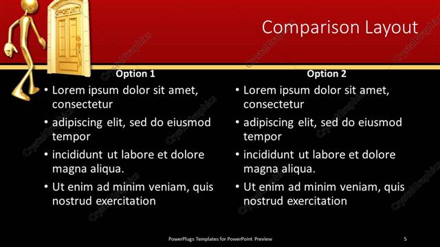 Comparison presentation slide layout