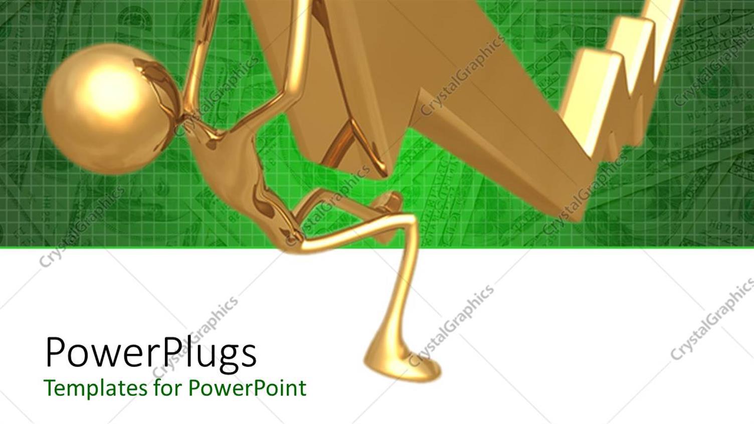 Featuring Gold Figure Climbing Three Dimensional Upward Pointing Arrow
