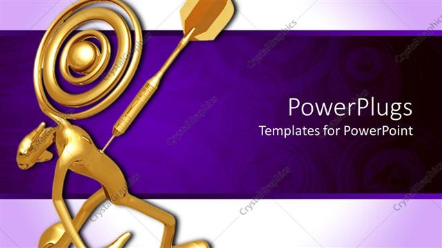  Presentation with purple gold - Gold figure with dart protruding from chest on purple background