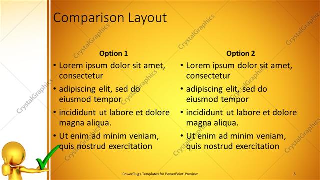 Comparison presentation slide layout