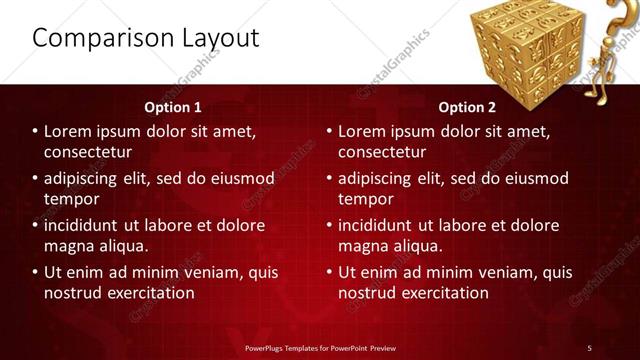 Comparison presentation slide layout