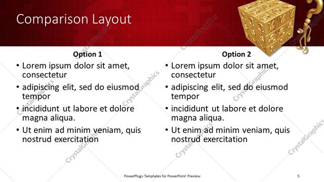 Comparison presentation slide layout