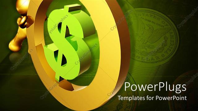  Presentation with economy - Gold figure rolling dollar sign with stack of coins in background, finance, economy, saving, retirement, wealth management