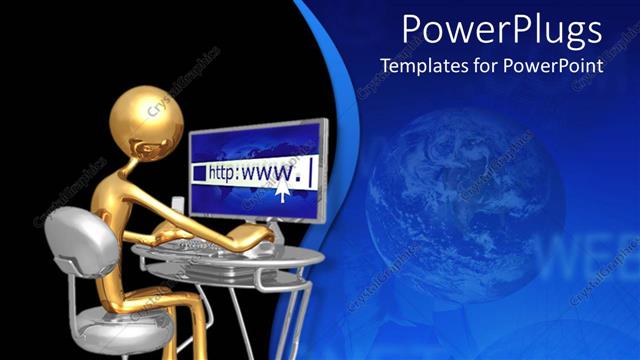  Presentation with access - Gold figure using laptop to access internet