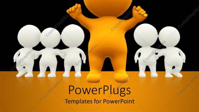  Presentation with victory team - Gold figure in victory pose leading group of hugging white team mates