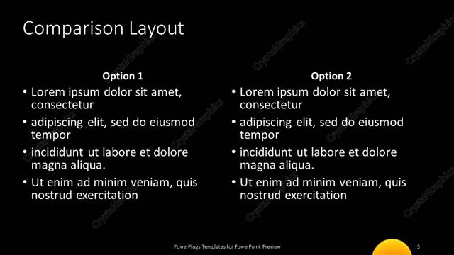 Comparison presentation slide layout