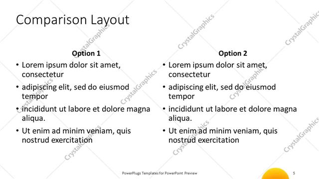 Comparison presentation slide layout