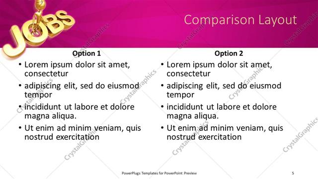 Comparison presentation slide layout