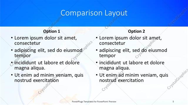Comparison presentation slide layout