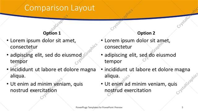 Comparison presentation slide layout