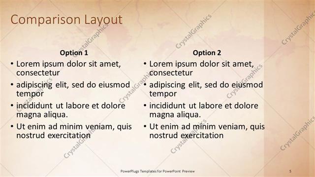 Comparison presentation slide layout