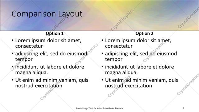 Comparison presentation slide layout