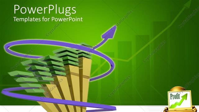  Presentation with green gold - Gold icon carrying profit graph on green and white background?