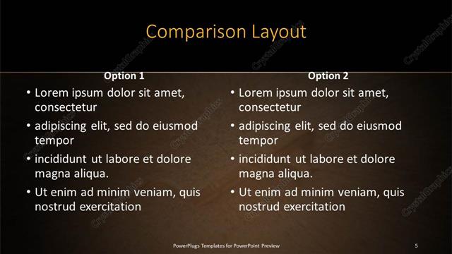 Comparison presentation slide layout