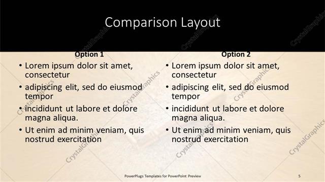 Comparison presentation slide layout