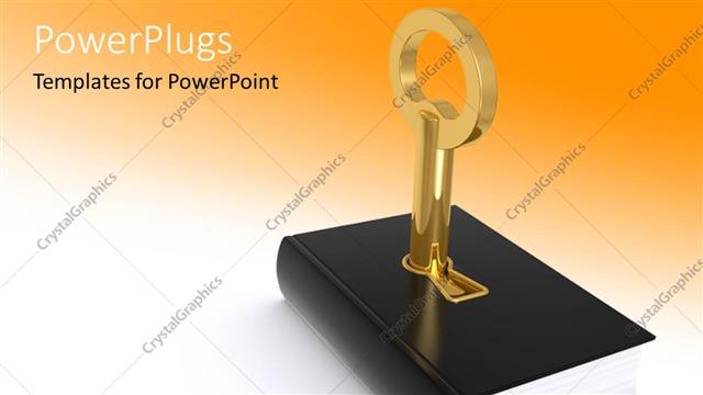  Presentation with lock key - Gold key in black book lock