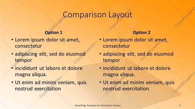 Comparison presentation slide layout