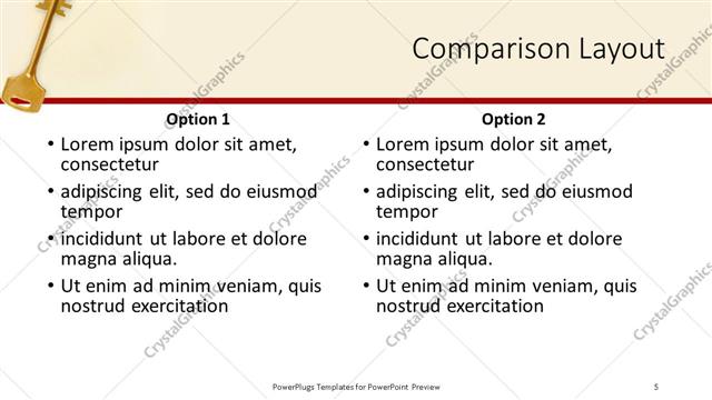 Comparison presentation slide layout