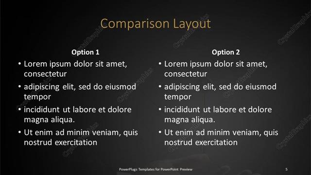 Comparison presentation slide layout