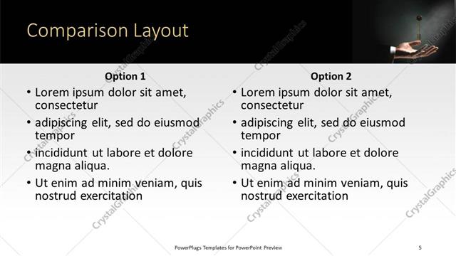 Comparison presentation slide layout