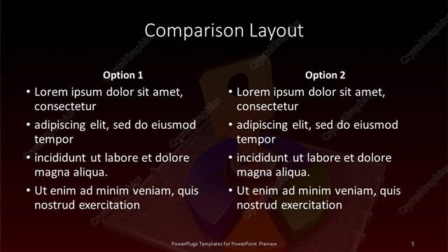 Comparison presentation slide layout