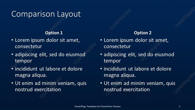 Comparison presentation slide layout