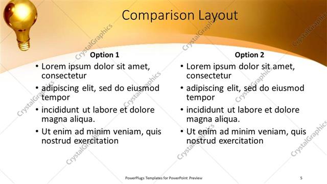 Comparison presentation slide layout