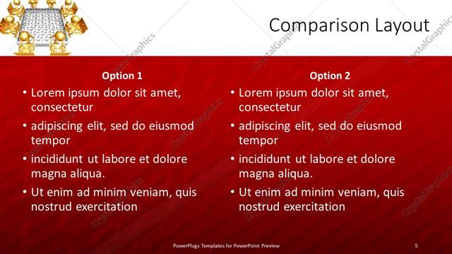 Comparison presentation slide layout