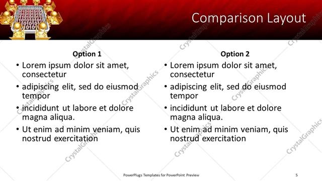 Comparison presentation slide layout