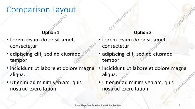 Comparison presentation slide layout
