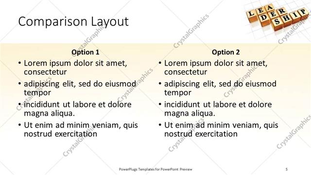 Comparison presentation slide layout