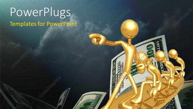  Presentation with surfing - Gold plated 3D surf team on surfing board with dollar bills?