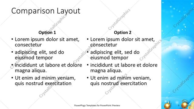 Comparison presentation slide layout