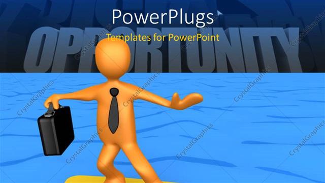  Presentation with surfing - Gold plated business man surfing in sea of opportunity