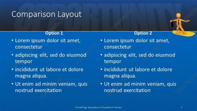 Comparison presentation slide layout