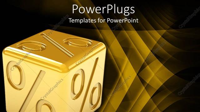  Presentation with percentage - Gold plated dice with percentage symbol emblazoned on all sides