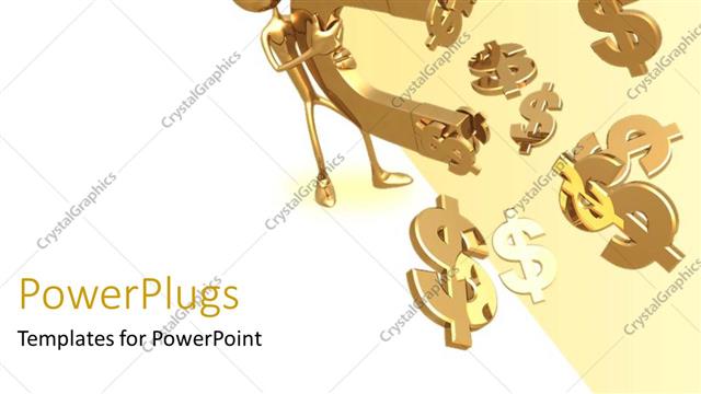 Presentation with magnet - Gold plated man carries magnet attracting dollar symbols