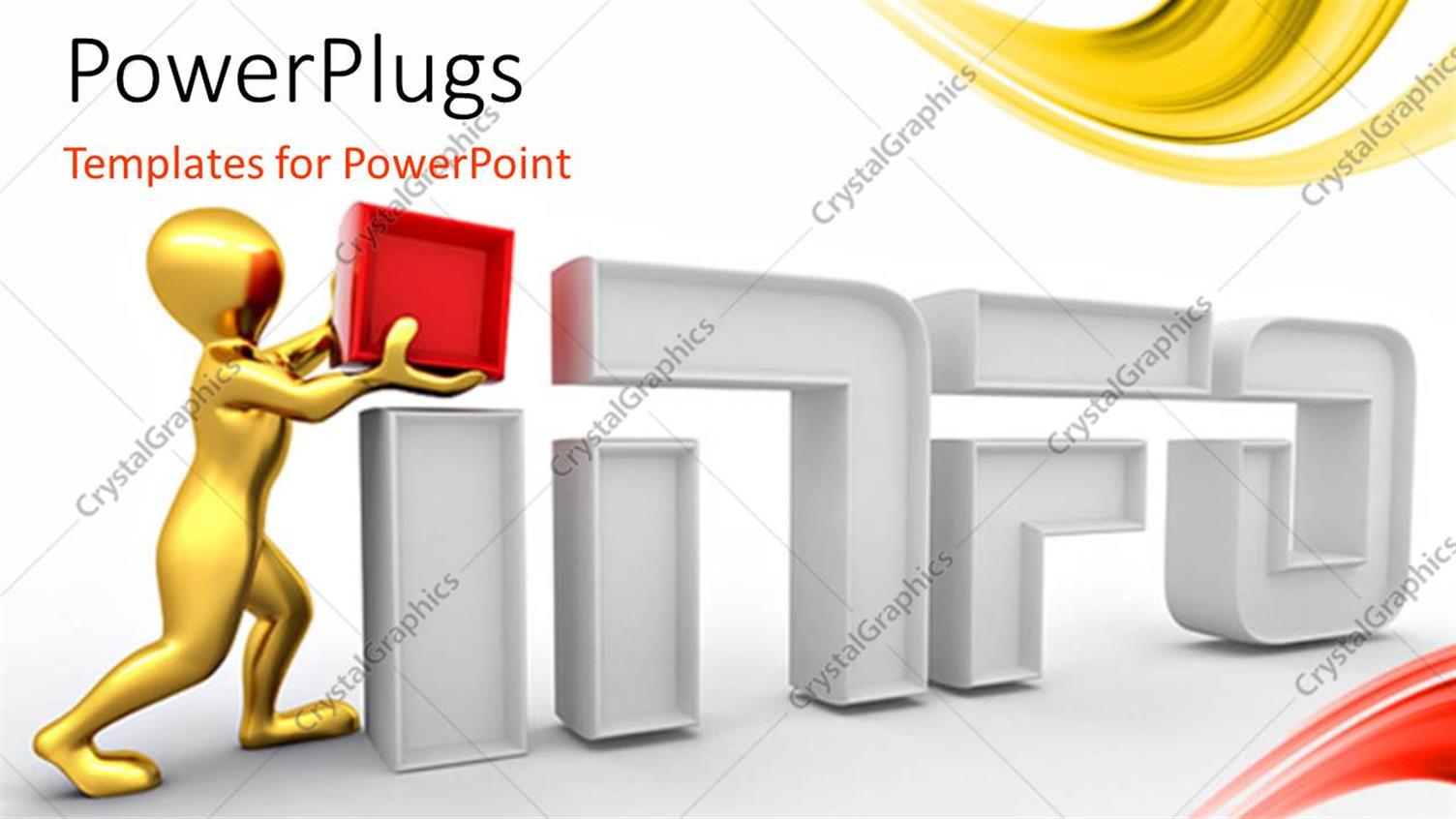 Featuring Gold Plated Man Completing 3D Word INFO