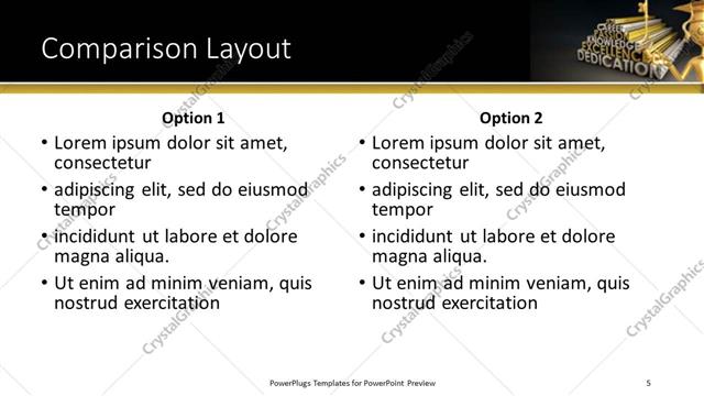 Comparison presentation slide layout