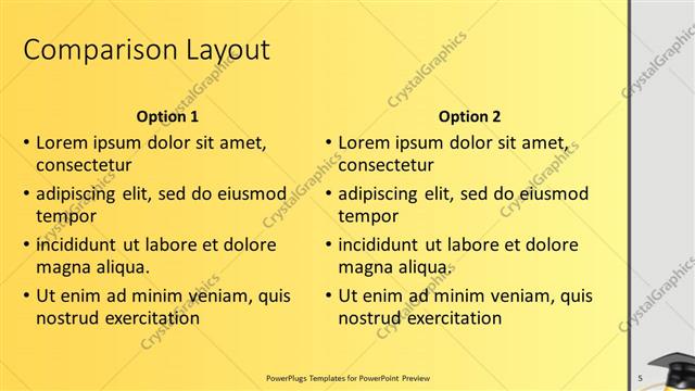 Comparison presentation slide layout