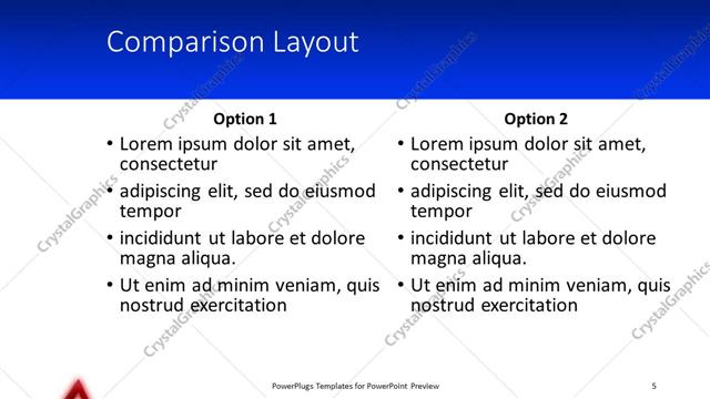Comparison presentation slide layout