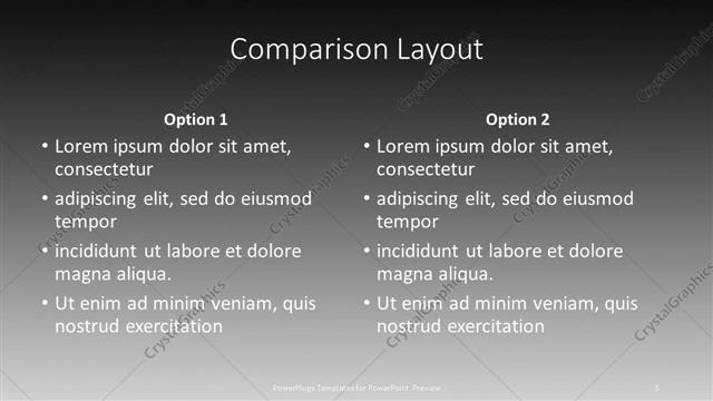 Comparison presentation slide layout