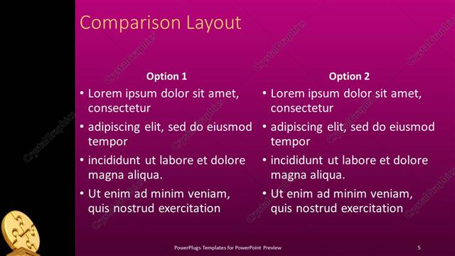 Comparison presentation slide layout