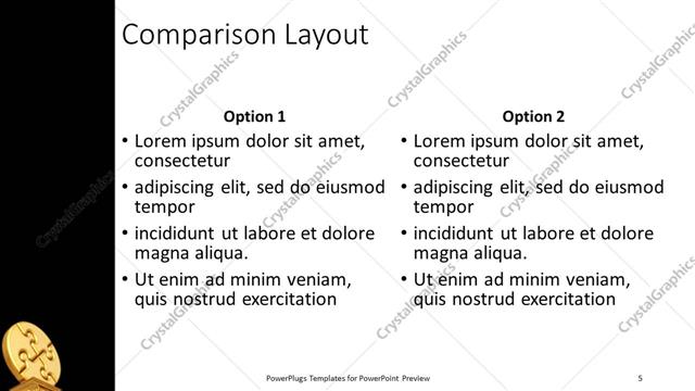 Comparison presentation slide layout