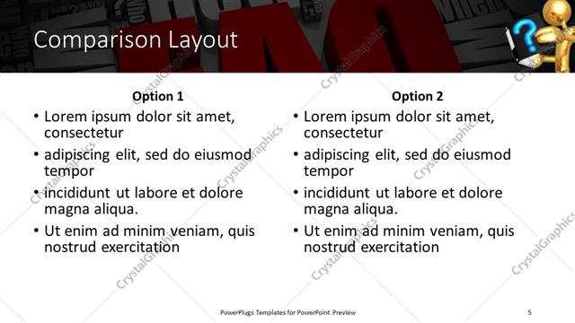 Comparison presentation slide layout